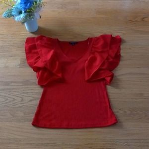 House Monde Women's Red Blouse Top